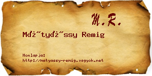 Mátyássy Remig névjegykártya